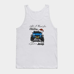 Christmas Jeep Light Blue Tank Top